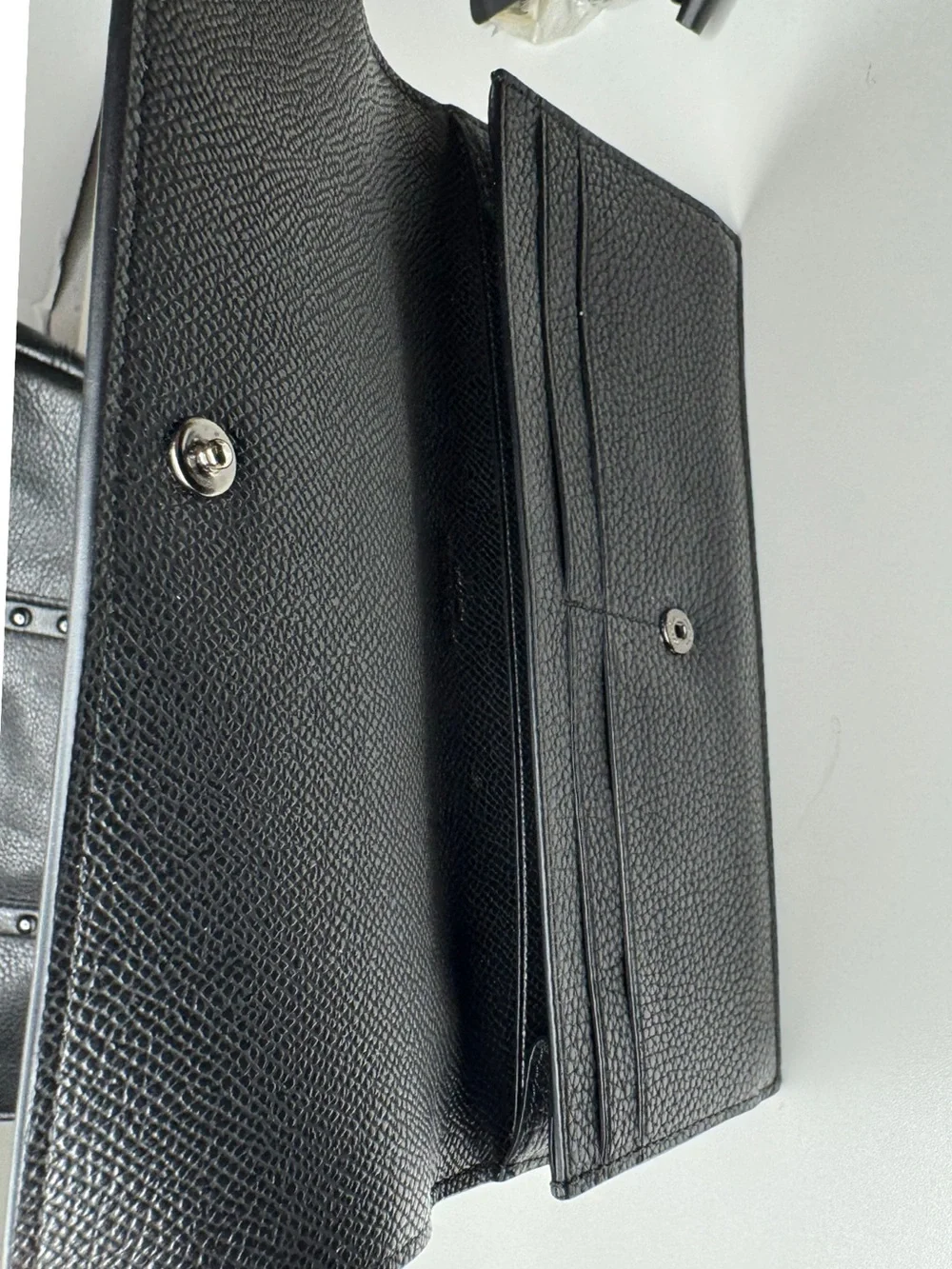 Coach Black Enamel Studded Full-Sized Leather Wallet